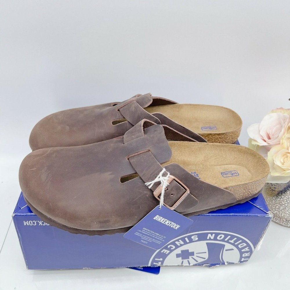 Birkenstock Soft Footbed Boston Clog Oiled Leather Habana EU 45 Mens US 12- 12.5 - Picture 5 of 12